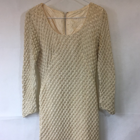 Vintage Dresses & Skirts - Beautiful Vintage Knit Midi Dress Entwined w gold